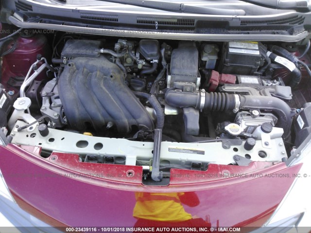 3N1CE2CPXFL438445 - 2015 NISSAN VERSA NOTE S/S PLUS/SV/SL/SR RED photo 10