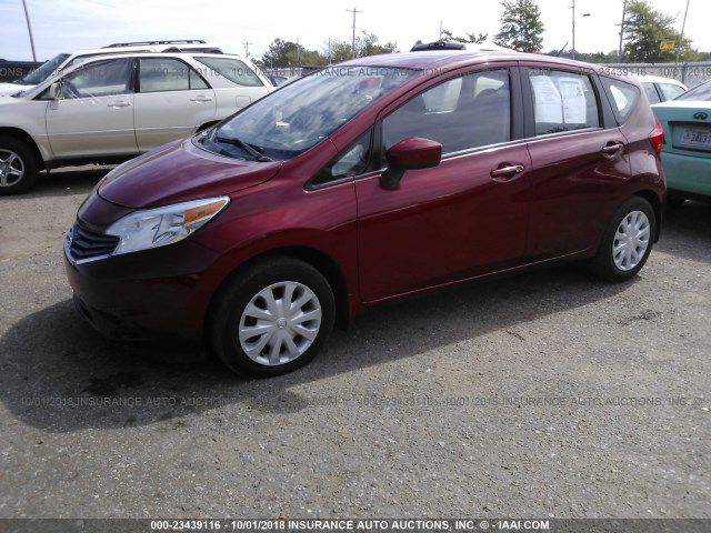 3N1CE2CPXFL438445 - 2015 NISSAN VERSA NOTE S/S PLUS/SV/SL/SR RED photo 2