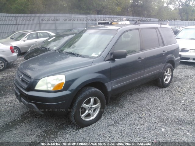 2HKYF18135H566121 - 2005 HONDA PILOT LX GRAY photo 2