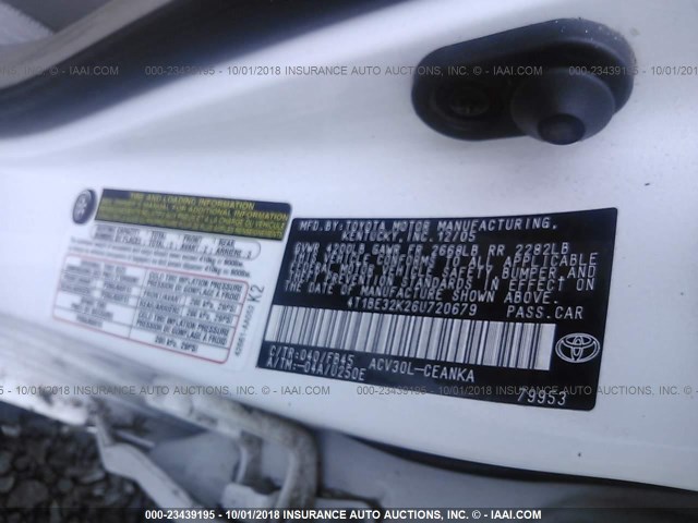 4T1BE32K26U720679 - 2006 TOYOTA CAMRY LE/XLE/SE Ақ фото 9