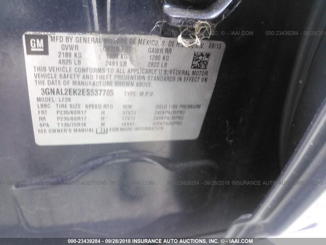 3GNAL2EK2ES537705 - 2014 CHEVROLET CAPTIVA LS 蓝色 照片 9