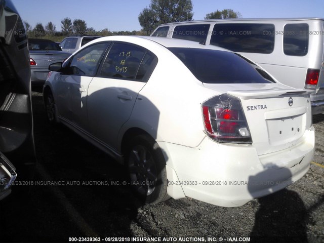 3N1AB6AP1CL671281 - 2012 NISSAN SENTRA 2.0/2.0S/SR/2.0SL WHITE photo 3