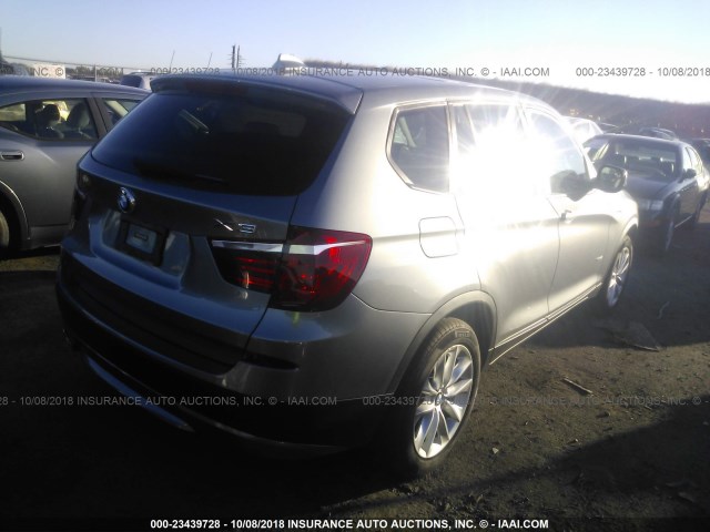 5UXWX9C5XE0D31372 - 2014 BMW X3 XDRIVE28I GRAY photo 4