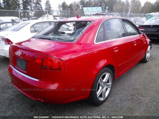 WAUDF78E28A115145 - 2008 AUDI A4 2.0T QUATTRO RED photo 4