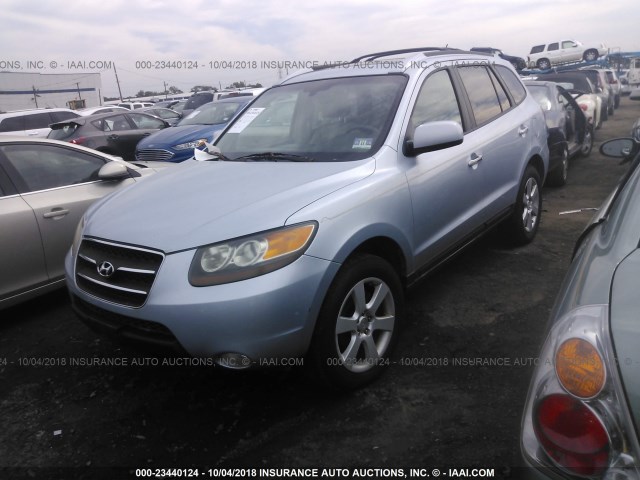 5NMSH73E37H005110 - 2007 HYUNDAI SANTA FE SE/LIMITED Light Blue photo 2