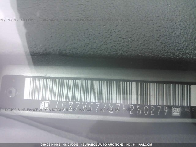 1G8ZV57787F230279 - 2007 SATURN AURA XR SILVER photo 9