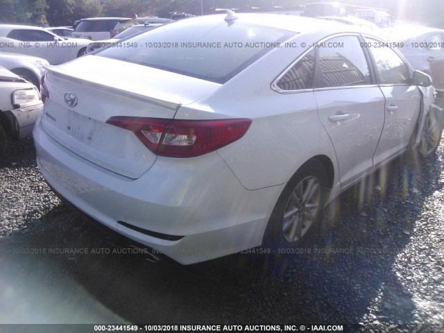 5NPE24AF9GH294392 - 2016 HYUNDAI SONATA SE WHITE photo 4