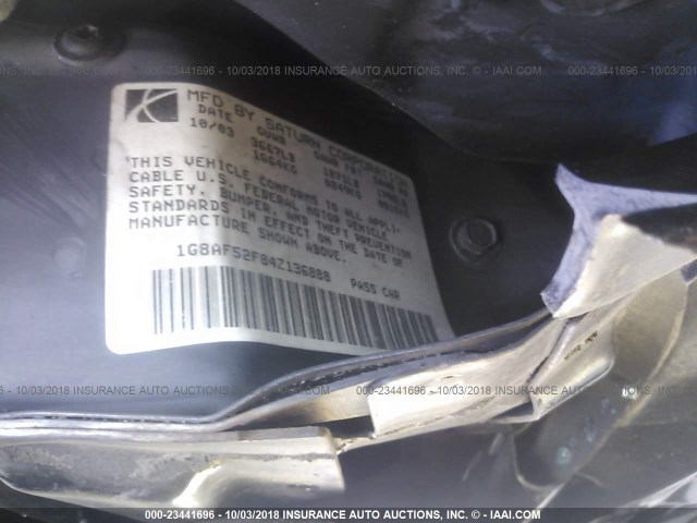 1G8AF52F84Z136888 - 2004 SATURN ION LEVEL 1 BLACK photo 9