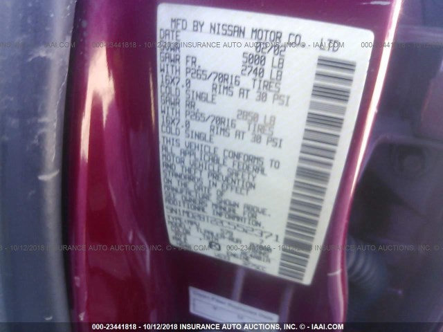 5N1MD28T22C552371 - 2002 NISSAN XTERRA SE/SC RED photo 9