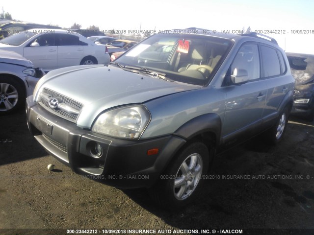 KM8JN72D05U079096 - 2005 HYUNDAI TUCSON GLS/LX BLUE photo 2