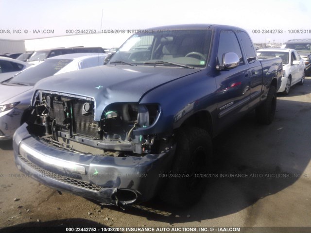5TBRT34134S454886 - 2004 TOYOTA TUNDRA ACCESS CAB SR5 BLUE photo 2