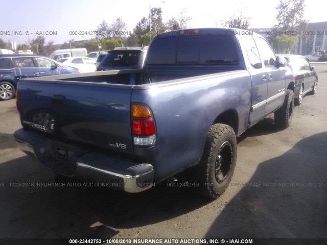 5TBRT34134S454886 - 2004 TOYOTA TUNDRA ACCESS CAB SR5 BLUE photo 4