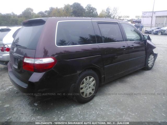 5FNRL38237B064213 - 2007 HONDA ODYSSEY LX MAROON photo 4