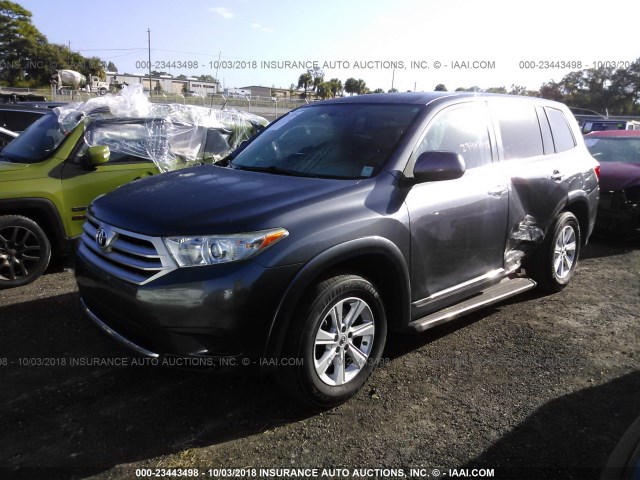 5TDZA3EH4BS014469 - 2011 TOYOTA HIGHLANDER SE GRAY photo 2