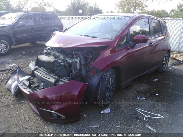 3N1CE2CP9FL372891 - 2015 NISSAN VERSA NOTE S/S PLUS/SV/SL/SR RED photo 2