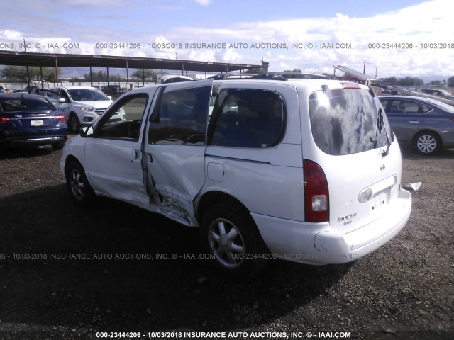 4N2ZN16T31D809287 - 2001 NISSAN QUEST SE WHITE photo 3