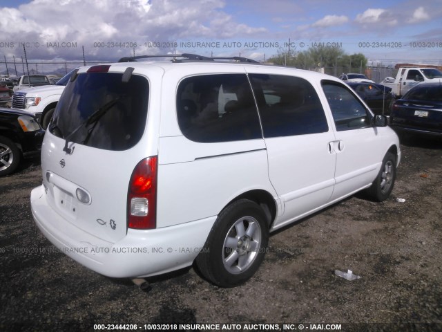 4N2ZN16T31D809287 - 2001 NISSAN QUEST SE WHITE photo 4