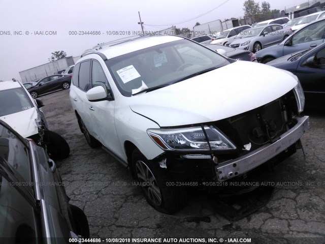 5N1AR2MN1EC658620 - 2014 NISSAN PATHFINDER S/SV/SL/PLATINUM WHITE photo 1