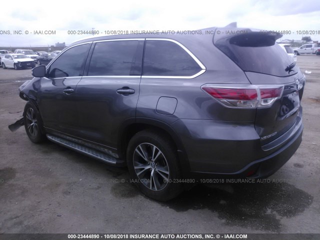 5TDJKRFH0GS242701 - 2016 TOYOTA HIGHLANDER XLE ნაცრისფერი ფოტო 3