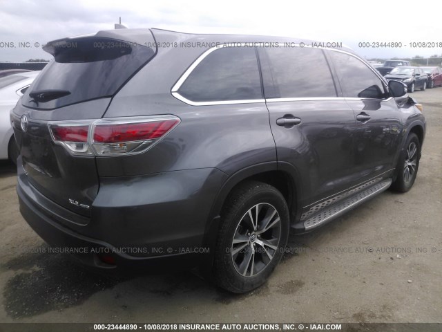 5TDJKRFH0GS242701 - 2016 TOYOTA HIGHLANDER XLE ნაცრისფერი ფოტო 4