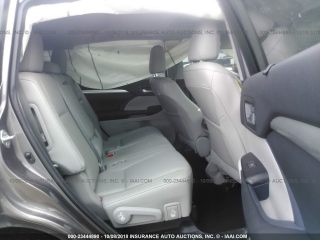 5TDJKRFH0GS242701 - 2016 TOYOTA HIGHLANDER XLE GRAY photo 8