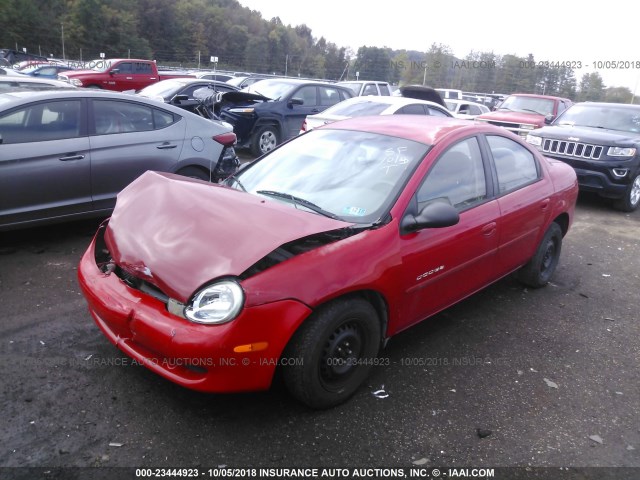 1B3ES46C21D110052 - 2001 DODGE NEON SE/ES RED photo 2