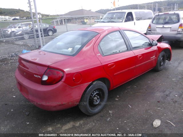 1B3ES46C21D110052 - 2001 DODGE NEON SE/ES RED photo 4