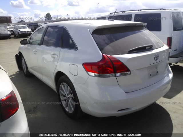 4T3ZA3BB0CU059537 - 2012 TOYOTA VENZA LE/XLE WHITE photo 3