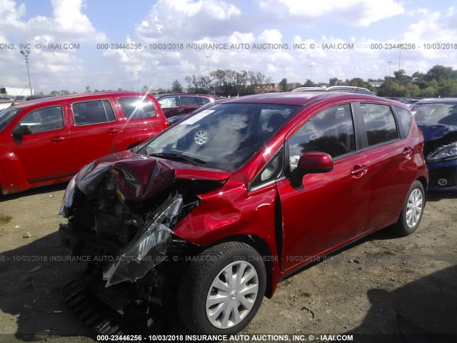 3N1CE2CP4EL405567 - 2014 NISSAN VERSA NOTE S/S PLUS/SV/SL RED photo 2