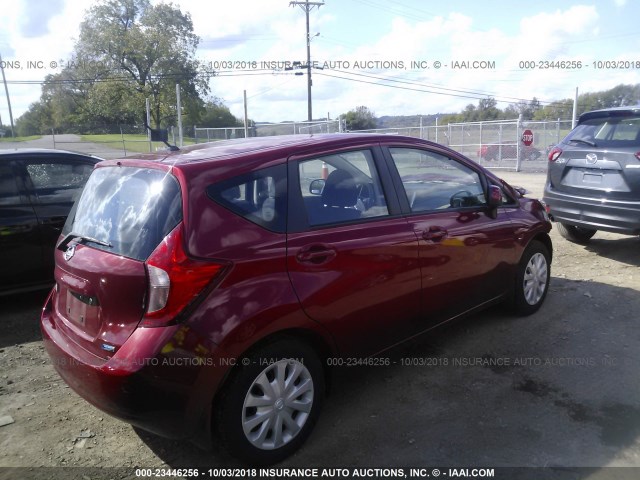 3N1CE2CP4EL405567 - 2014 NISSAN VERSA NOTE S/S PLUS/SV/SL RED photo 4