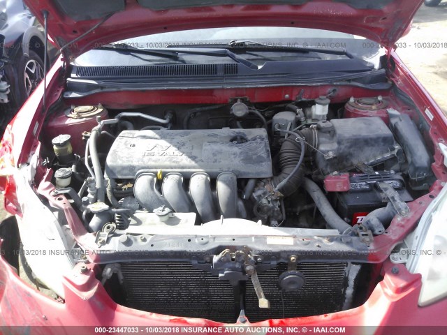 2T1KR32E24C201399 - 2004 TOYOTA COROLLA MATRIX XR RED photo 10