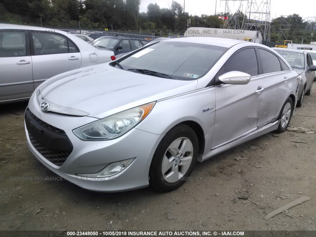 KMHEC4A42BA000662 - 2011 HYUNDAI SONATA HYBRID SILVER photo 2