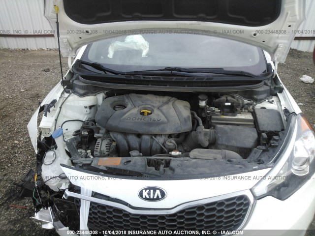 KNAFX4A66E5122126 - 2014 KIA FORTE LX WHITE photo 10