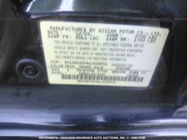 3N1AB51D46L510041 - 2006 NISSAN SENTRA SE-R SPEC V BLACK photo 9