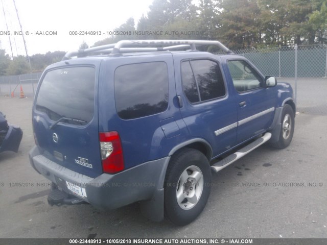 5N1ED28Y82C535851 - 2002 NISSAN XTERRA XE/SE BLUE photo 4