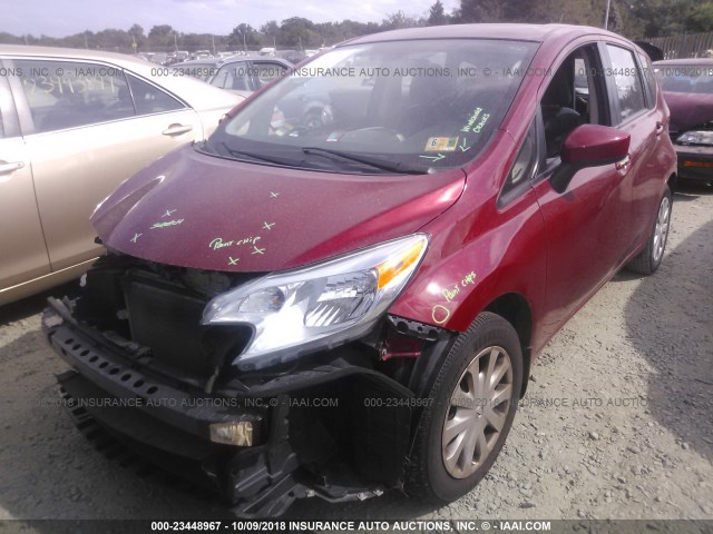 3N1CE2CP2FL392738 - 2015 NISSAN VERSA NOTE S/S PLUS/SV/SL/SR RED photo 2