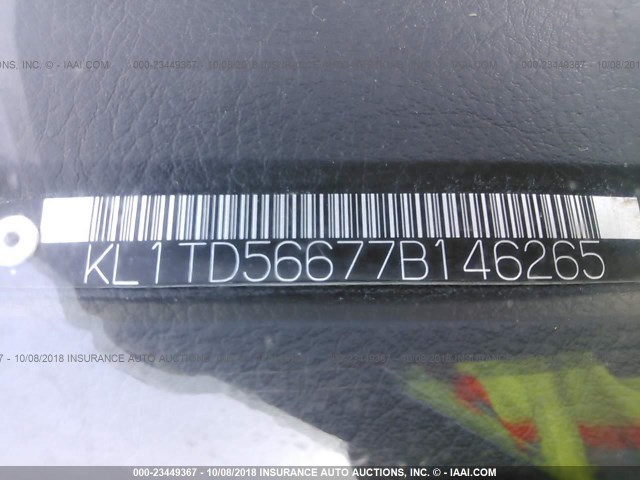 KL1TD56677B146265 - 2007 CHEVROLET AVEO LS Light Blue photo 9