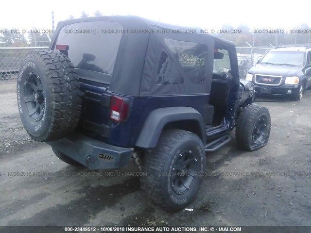 1C4AJWAG7DL610207 - 2013 JEEP WRANGLER SPORT Dark Blue photo 4