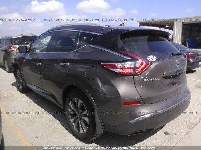 5N1AZ2MG8FN290945 - 2015 NISSAN MURANO S/SL/SV/PLATINUM BROWN photo 3