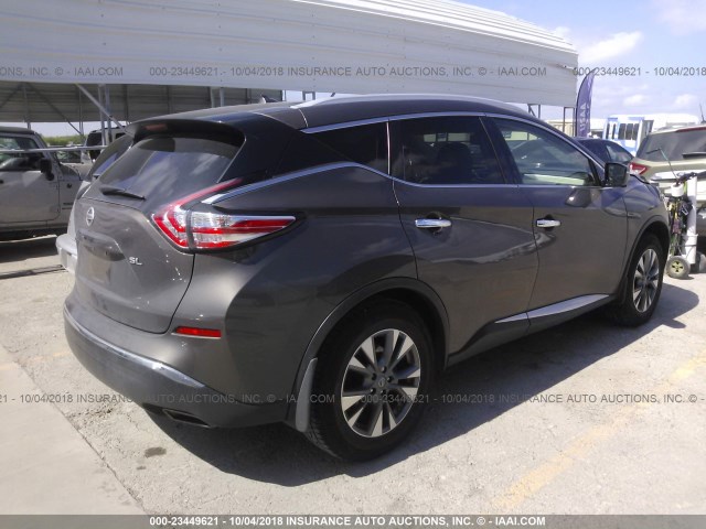 5N1AZ2MG8FN290945 - 2015 NISSAN MURANO S/SL/SV/PLATINUM BROWN photo 4