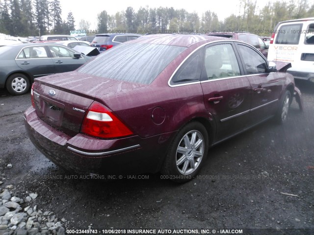 1FAHP281X5G133456 - 2005 FORD FIVE HUNDRED LIMITED RED photo 4