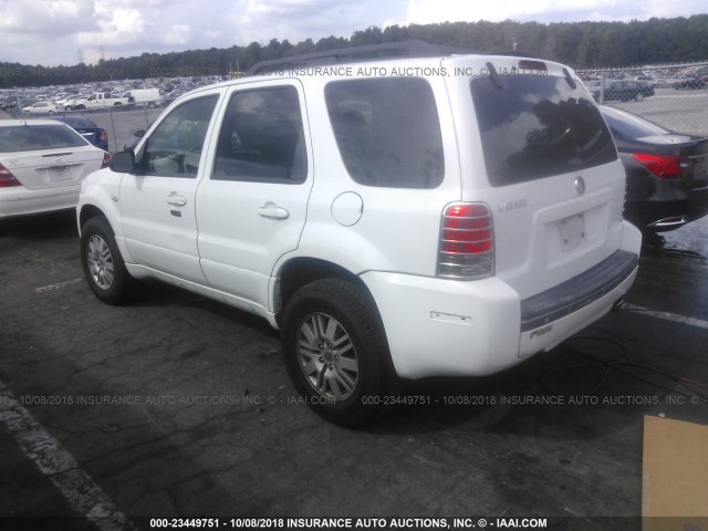 4M2YU56Z56DJ04179 - 2006 MERCURY MARINER WHITE photo 3