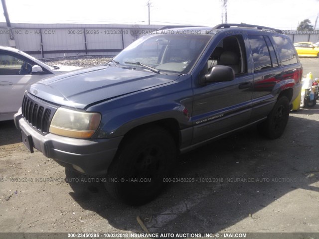 1J4GX38S32C168017 - 2002 JEEP GRAND CHEROKEE SPORT BLUE photo 2