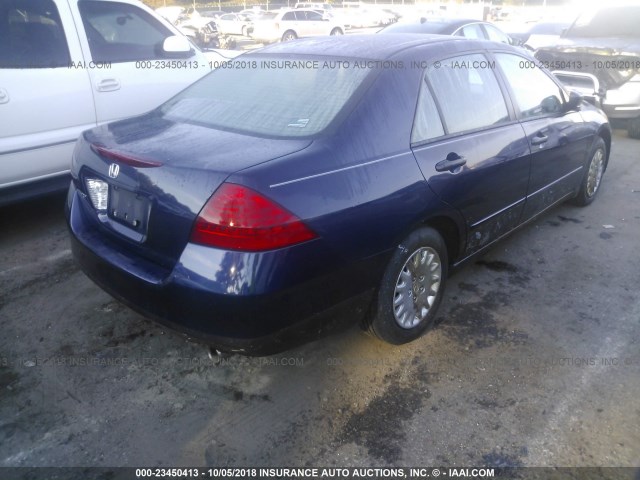 1HGCM56187A094620 - 2007 HONDA ACCORD VALUE BLUE photo 4