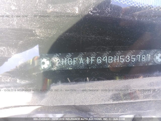 2HGFA1F69BH535787 - 2011 HONDA CIVIC LX-S SILVER photo 9