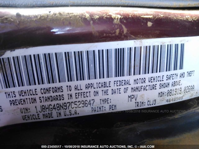 1J8HG48N97C529647 - 2007 JEEP COMMANDER Qırmızı foto 9