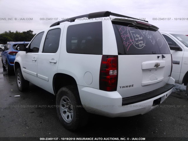 1GNFK13019R179445 - 2009 CHEVROLET TAHOE K1500 LS WHITE photo 3