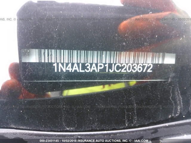 1N4AL3AP1JC203672 - 2018 NISSAN ALTIMA 2.5/S/SV/SL/SR SILVER photo 9