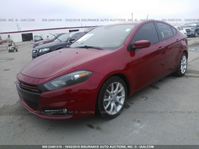 1C3CDFBH7DD691148 - 2013 DODGE DART SXT RED photo 2