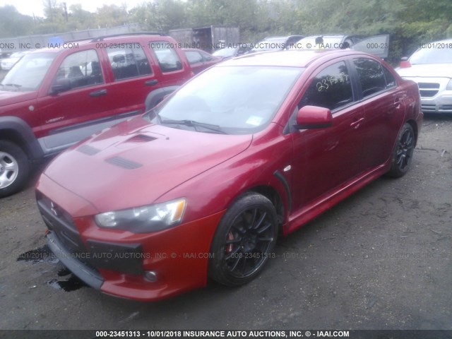 JA32W8FV1AU024745 - 2010 MITSUBISHI LANCER EVOLUTION GSR RED photo 2